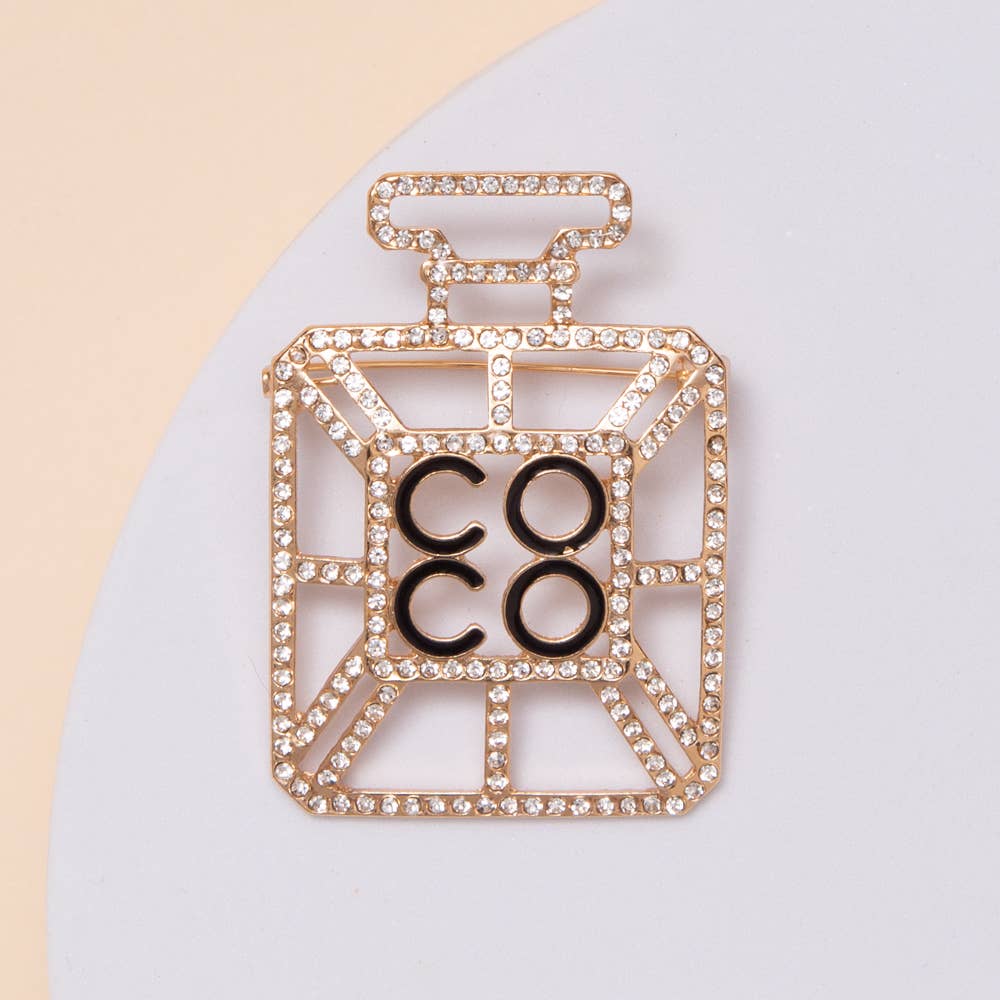 Perfume Shape Rhinestone Brooch