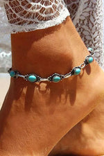 Load image into Gallery viewer, Silver Bohemian Turquoise Casual Anklet

