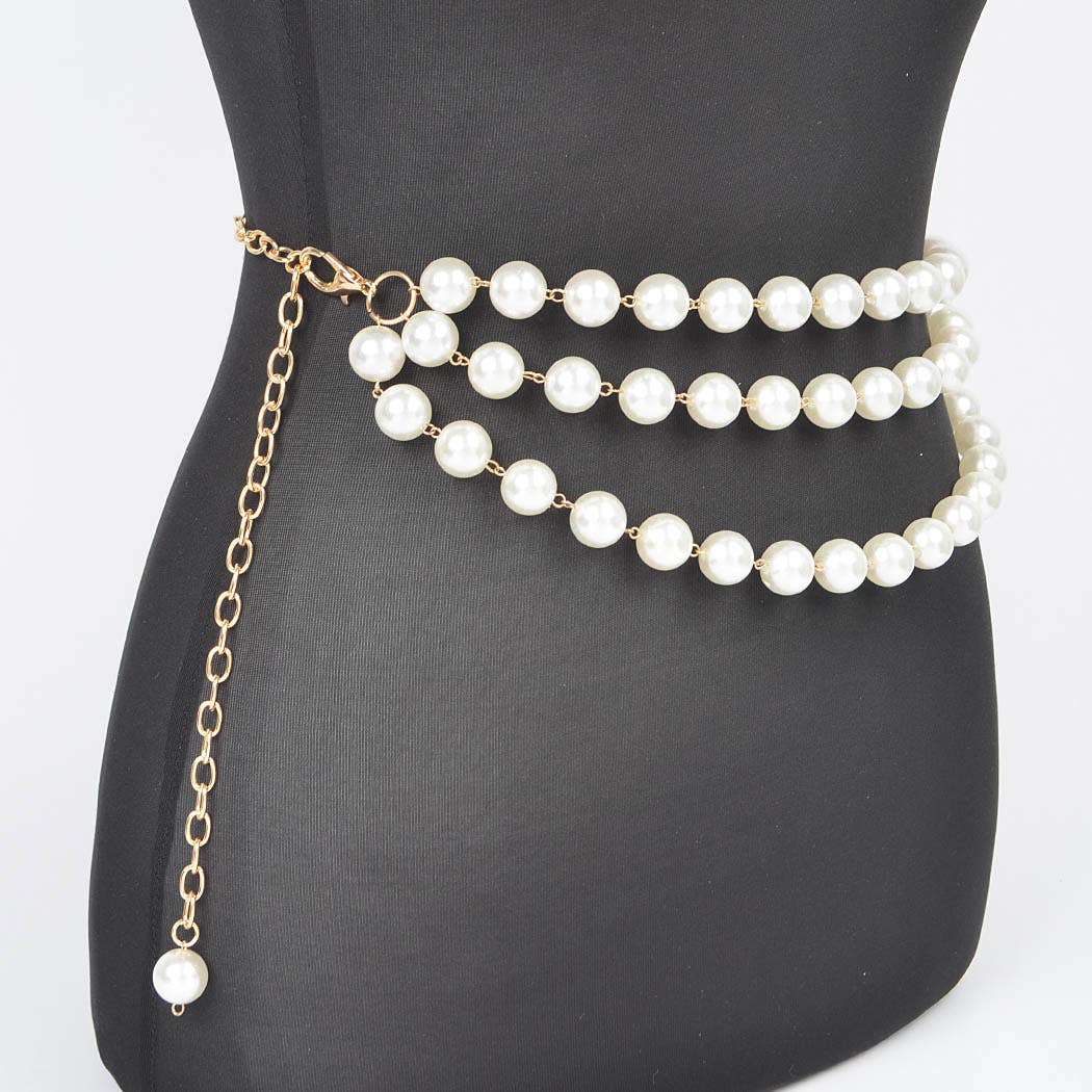 Multi Layered Pearl Chain Belt