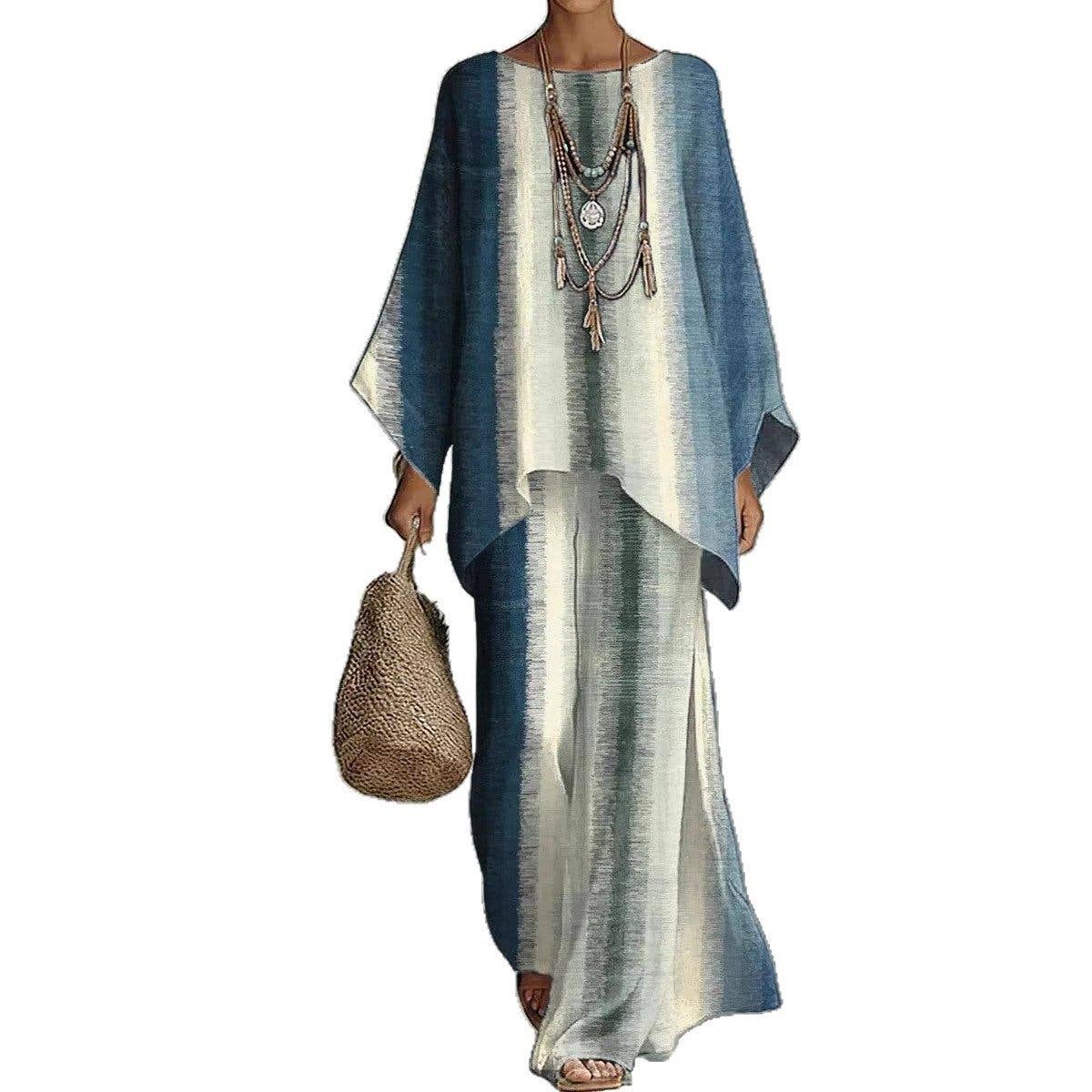 Fashion Casual Loose Print Top And Pants Set