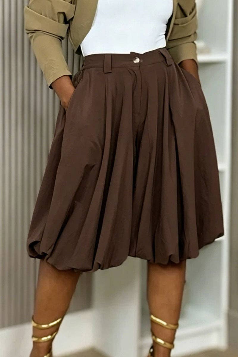 Pleated High-Waist Casual Pants