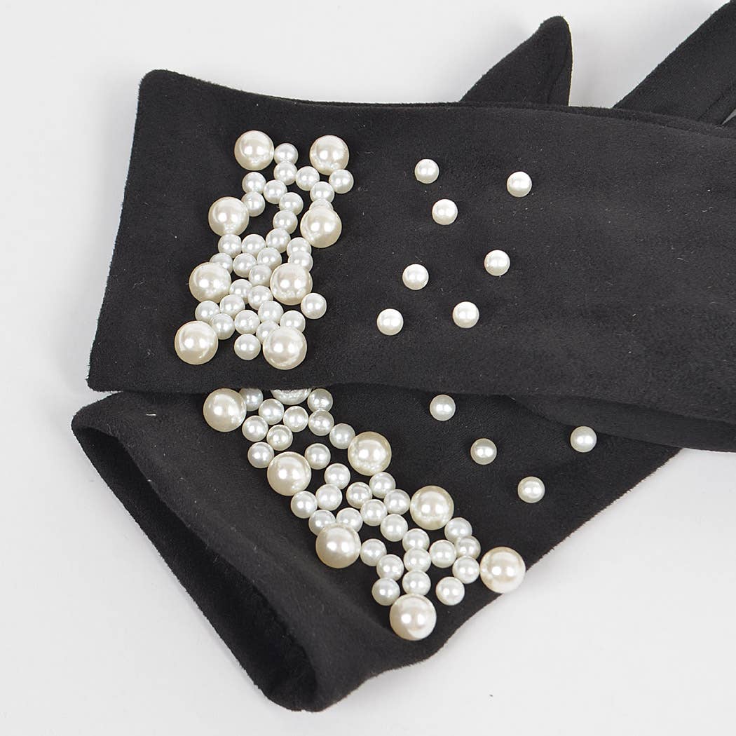 Black belt with white pearl embellishments on a white background