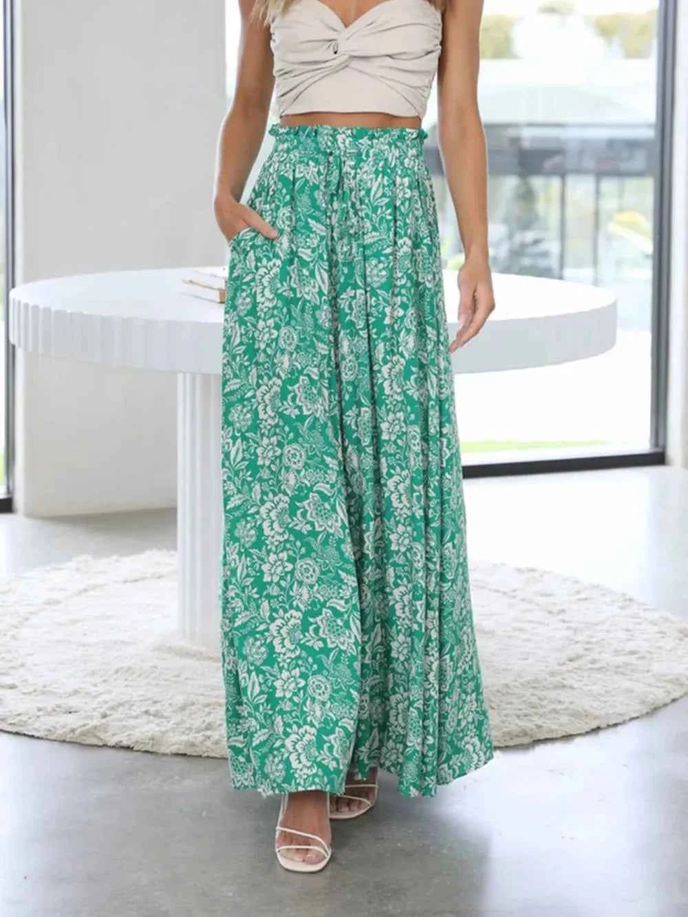 Printed Wide Leg Pants