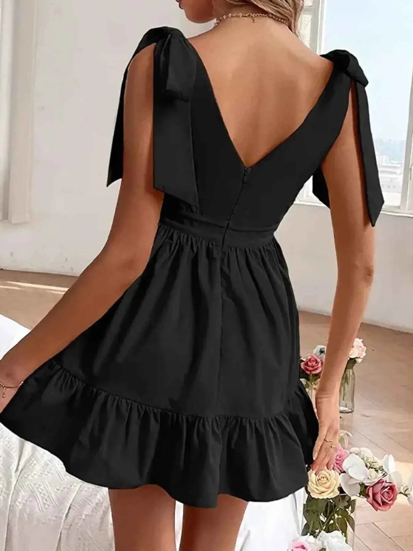 Tie Shoulder Tiered Mini Dress