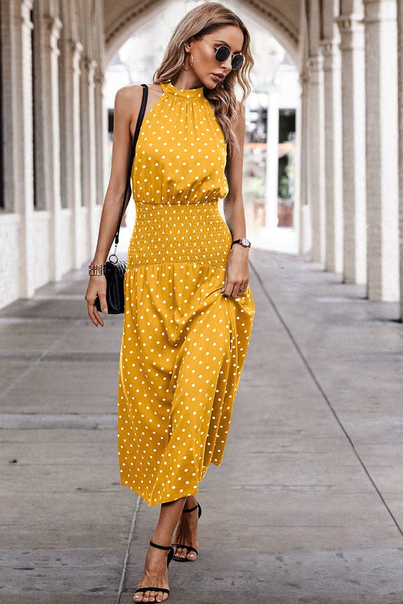 Halter Polka Dot Polka Dot Maxi Dress