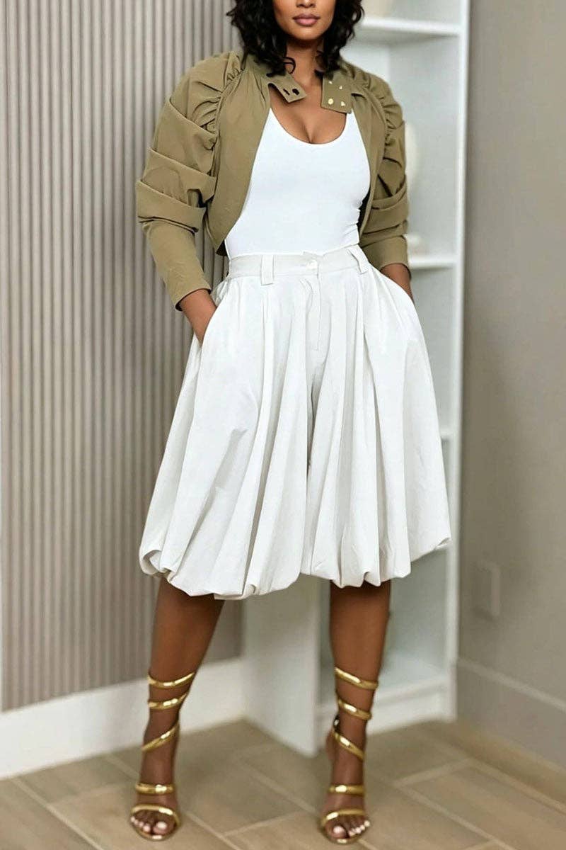 Pleated High-Waist Casual Pants