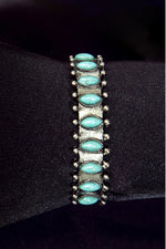 Load image into Gallery viewer, Green Boho Turquoise Gem Beaded Open Bracelet
