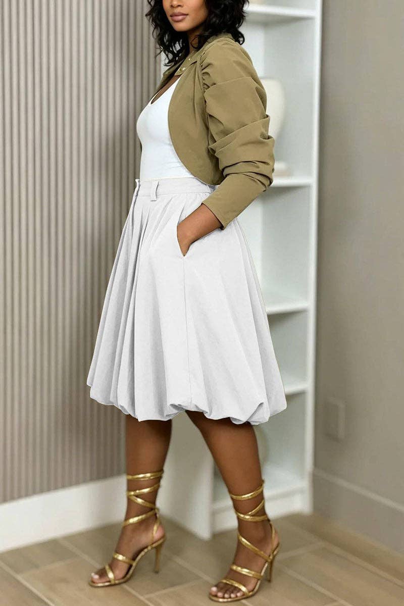 Pleated High-Waist Casual Pants