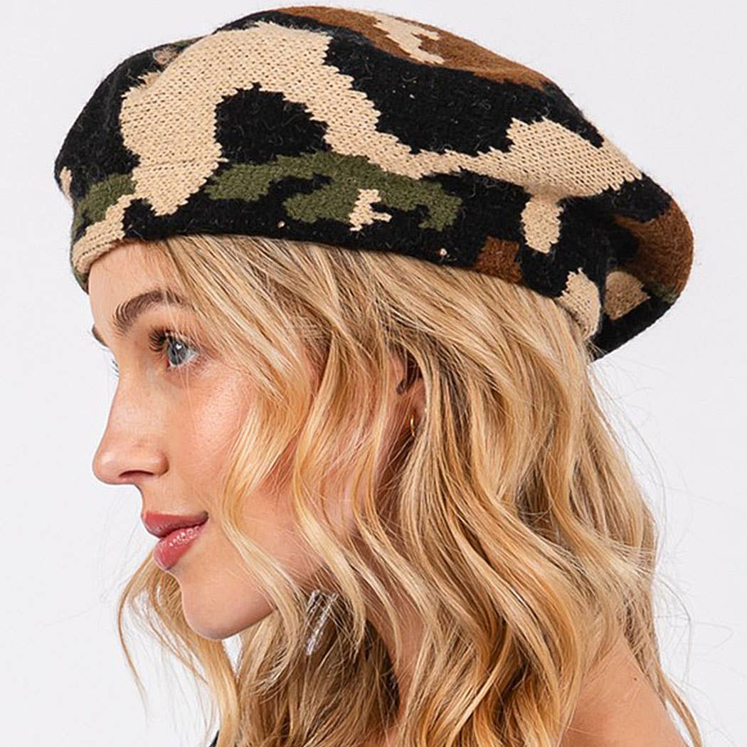 Camo Knit Beret