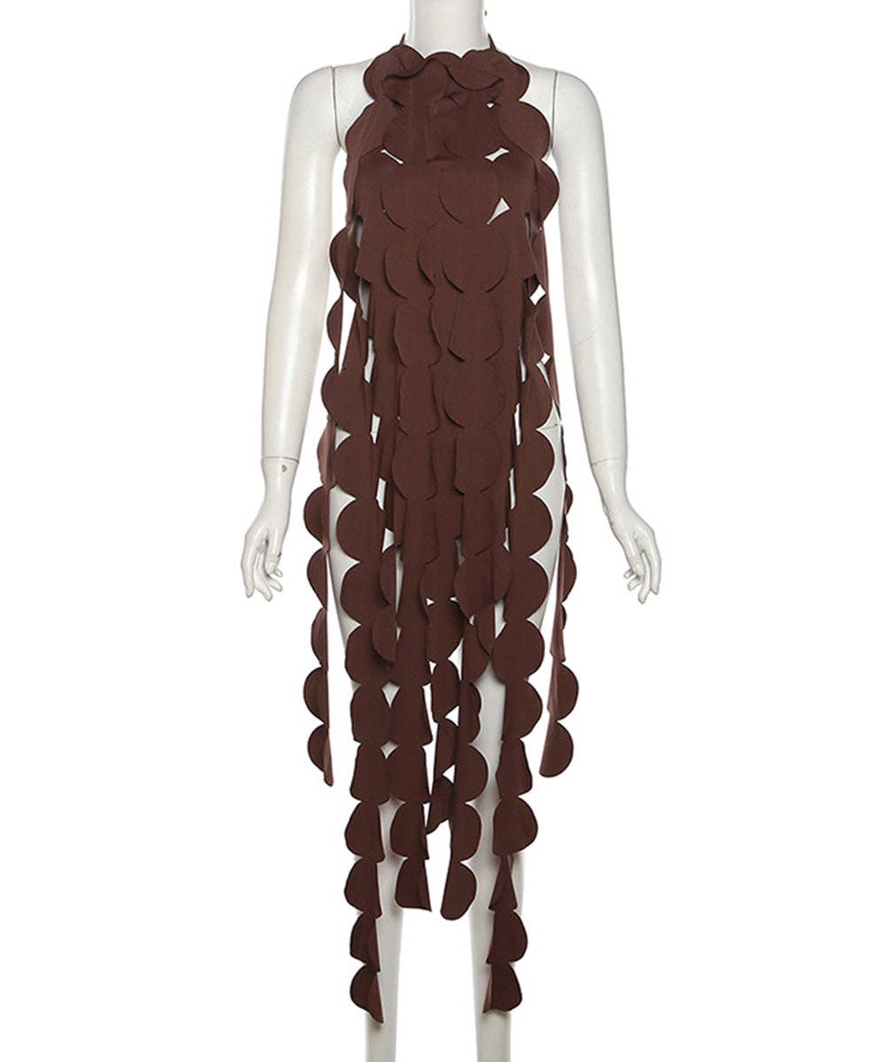 Sheer Panel Backless Maxi Dress