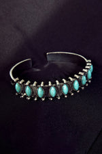 Load image into Gallery viewer, Green Boho Turquoise Gem Beaded Open Bracelet
