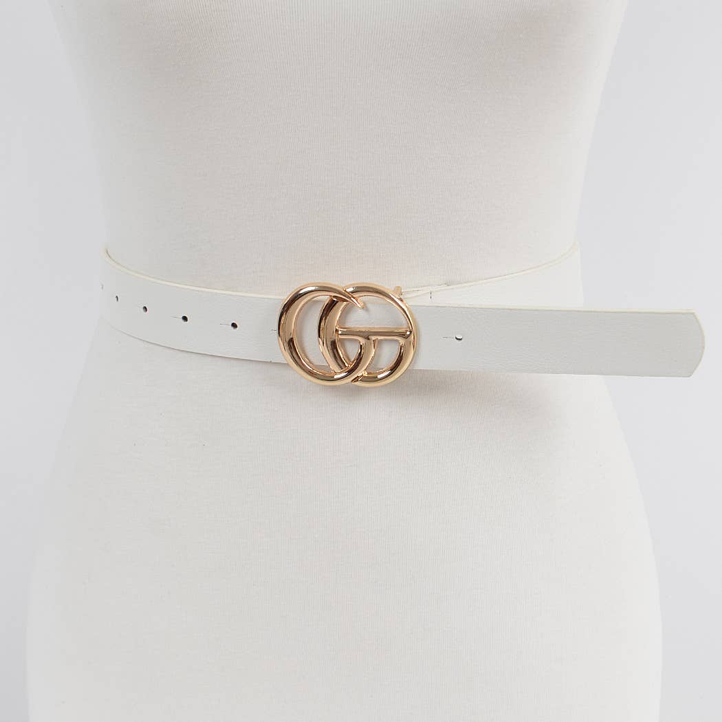 Metal Buckle Faux Leather Belt