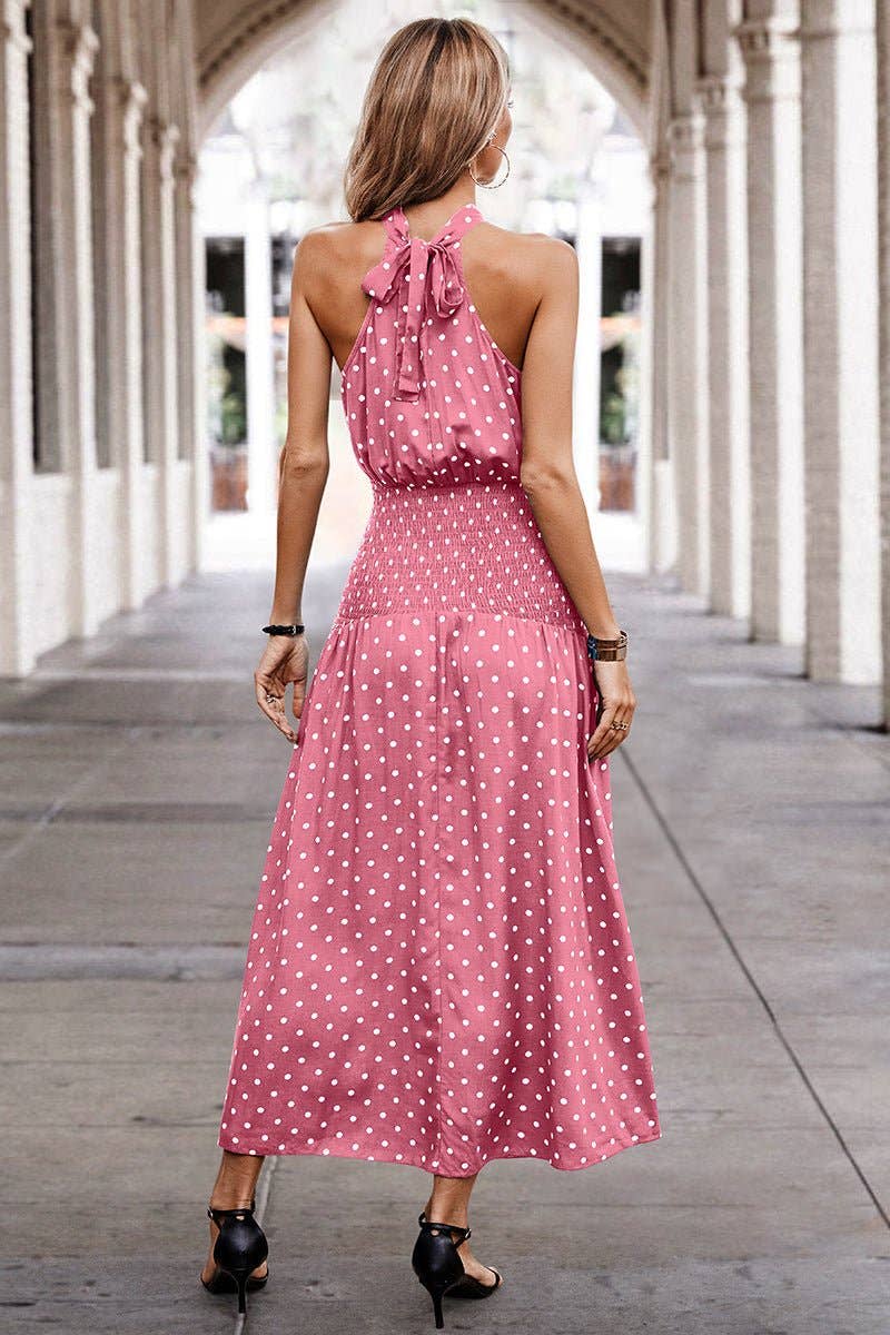 Halter Polka Dot Polka Dot Maxi Dress
