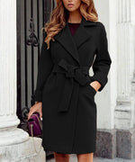 Load image into Gallery viewer, Chic Lace-Up Tailored Wool Jacket with Long Sleeves
