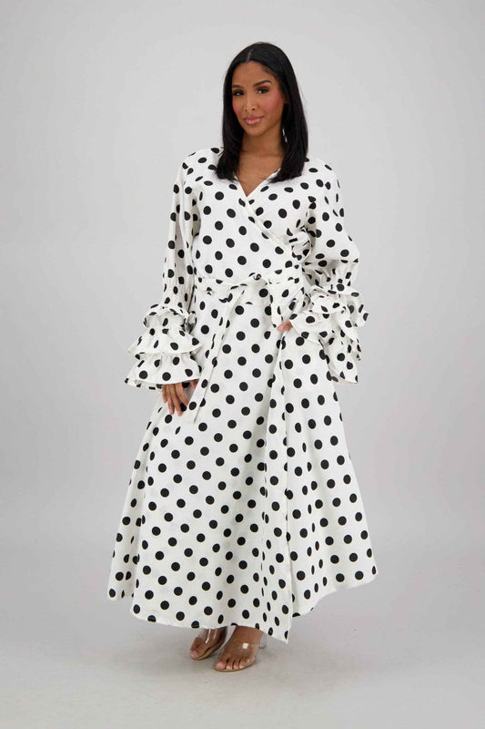 Polka Dot Wrap Dress (3 Colors) 241624-B090