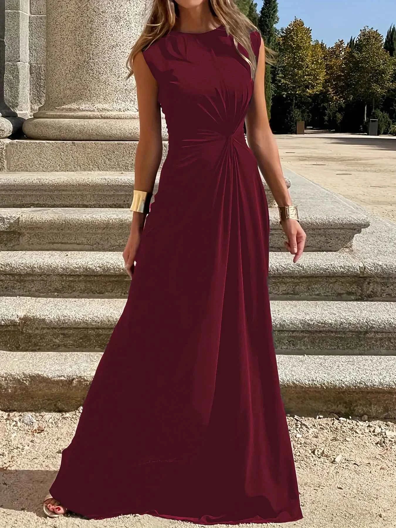 Round Neck Sleeveless Maxi Dress