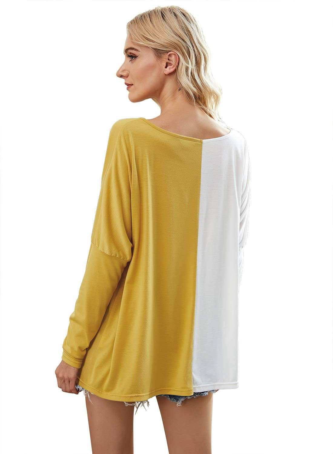 V Neck Color Block Drop Shoulder Shirt