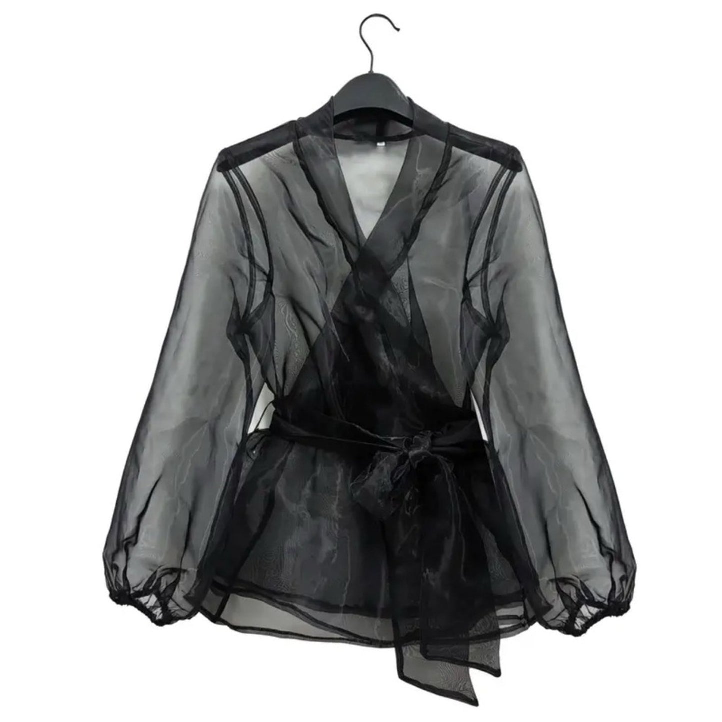 Plus Size Sheer Mesh Kimono Cardigan ORGANZA