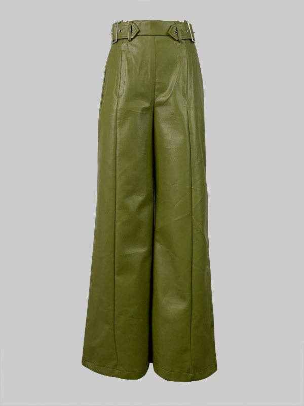 High Waisted Loose Pleated Pockets Split-Joint Pants Trousers