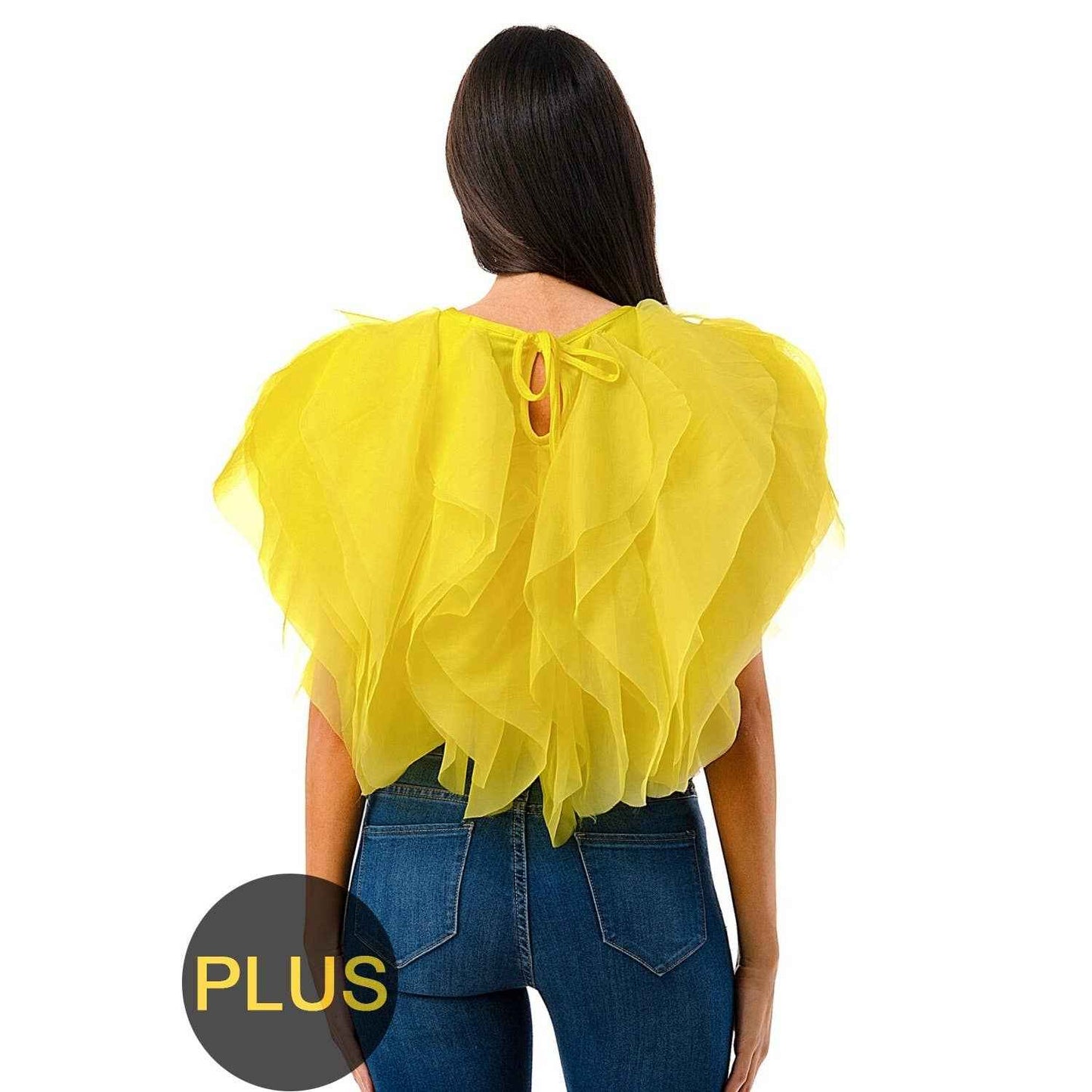 Plus Size Ruffle Crop Top Blouse