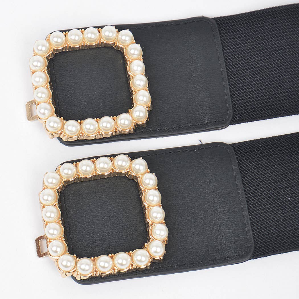 Pearl Buckle Plus Size Elastic Belt