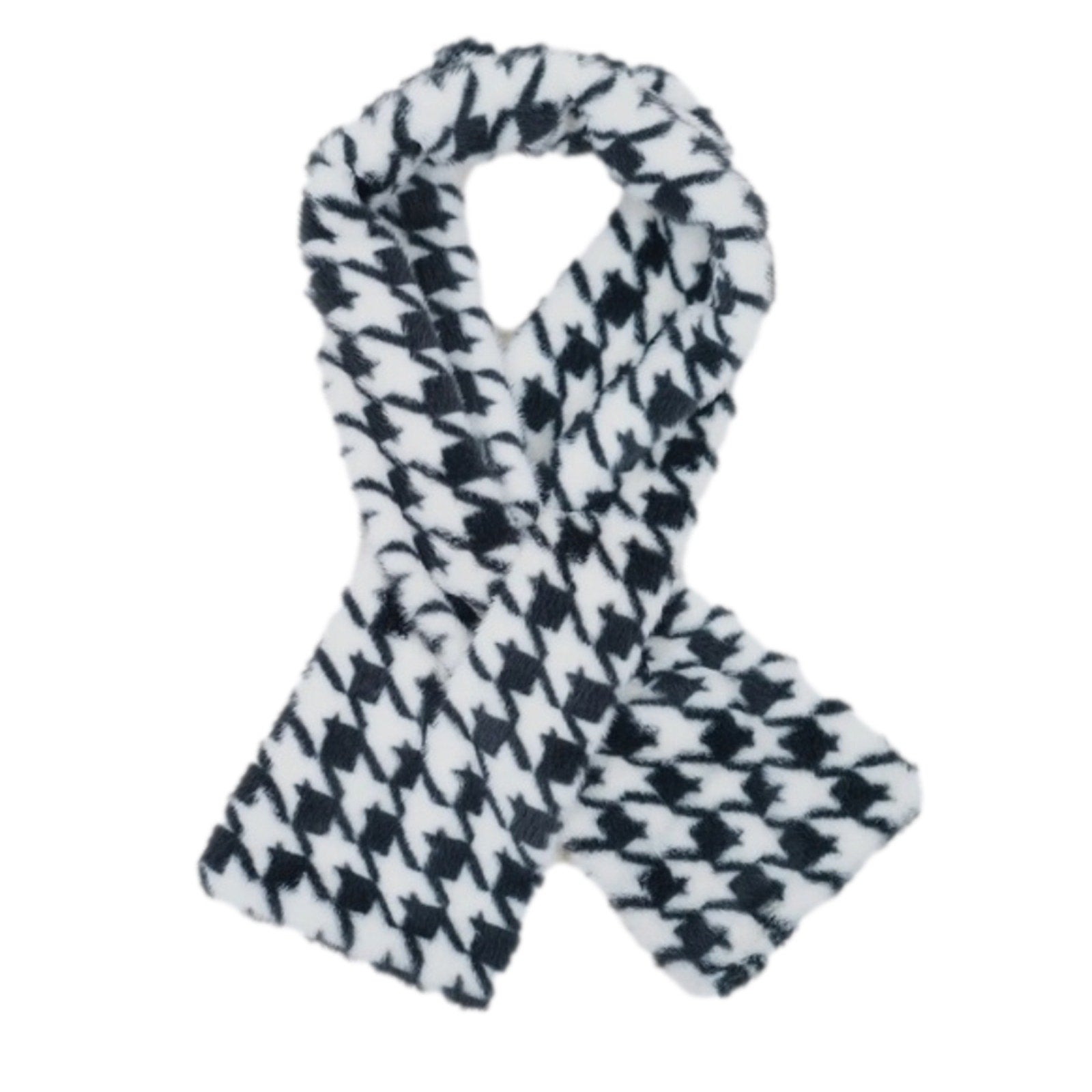 Houndstooth patterned scarf on a white background