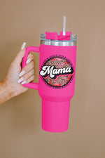Load image into Gallery viewer, Rose 40oz Mama Leopard Print Stainless Steel Customizable Insulate Tumbler Mug With Handle
