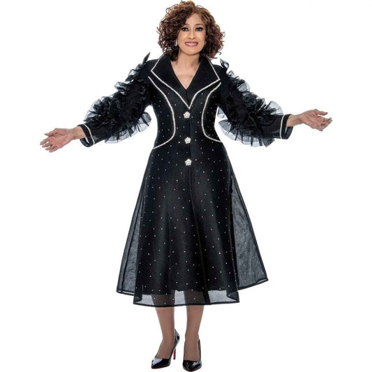 Dorinda Clark Cole Elegant Black Dress with Ruffled Sleeves DC309041