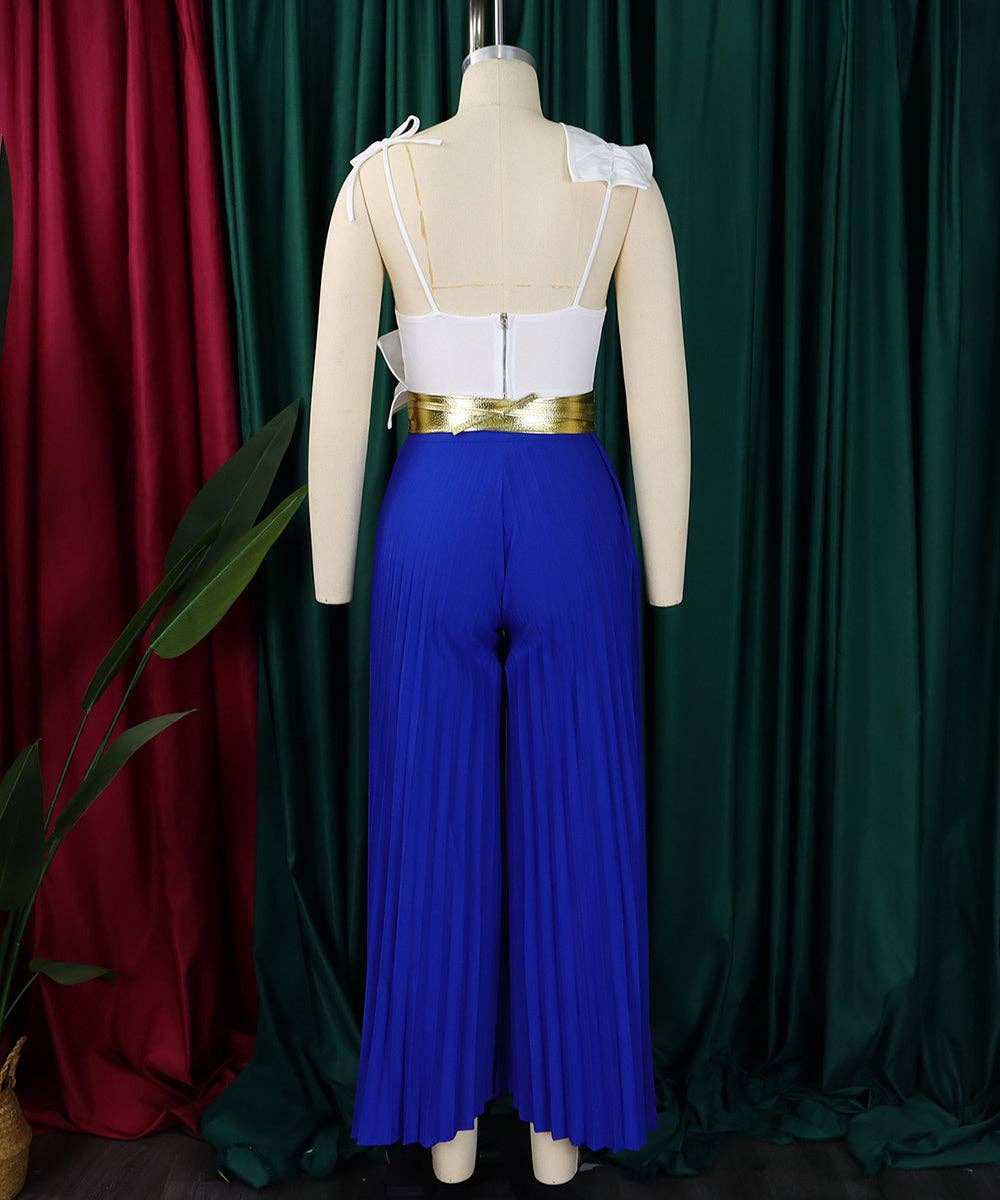 Ruffle Sleeveless Top & Wide-Leg Trouser Set