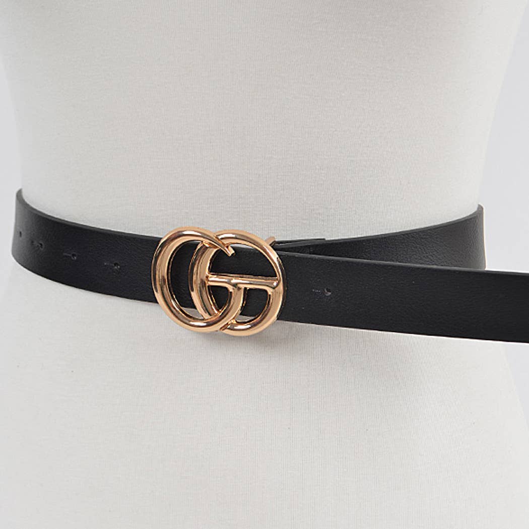 Metal Buckle Faux Leather Belt