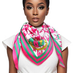 Load image into Gallery viewer, AKA Sorority Houndstooth Square Scarf for Women
