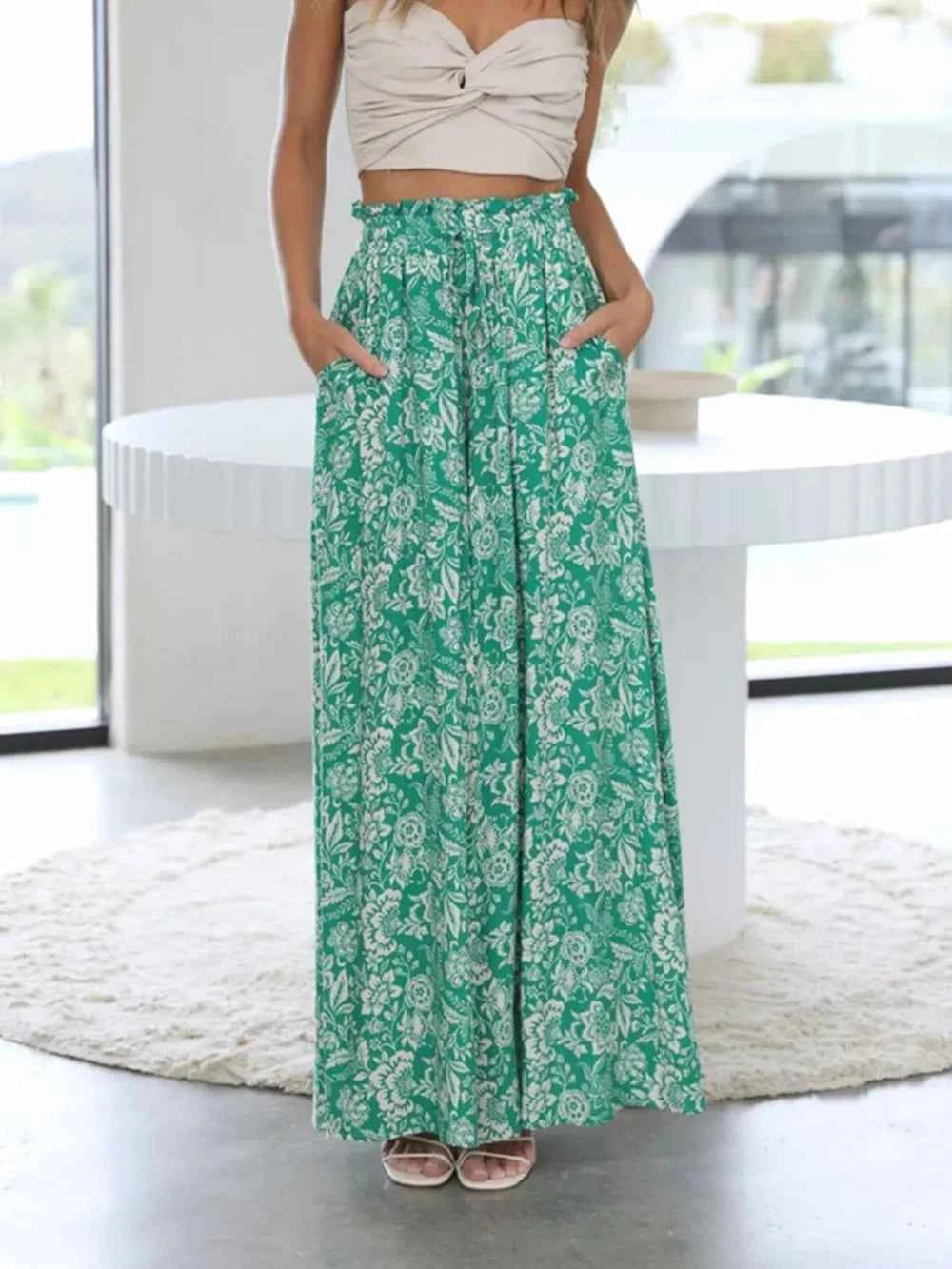 Printed Wide Leg Pants