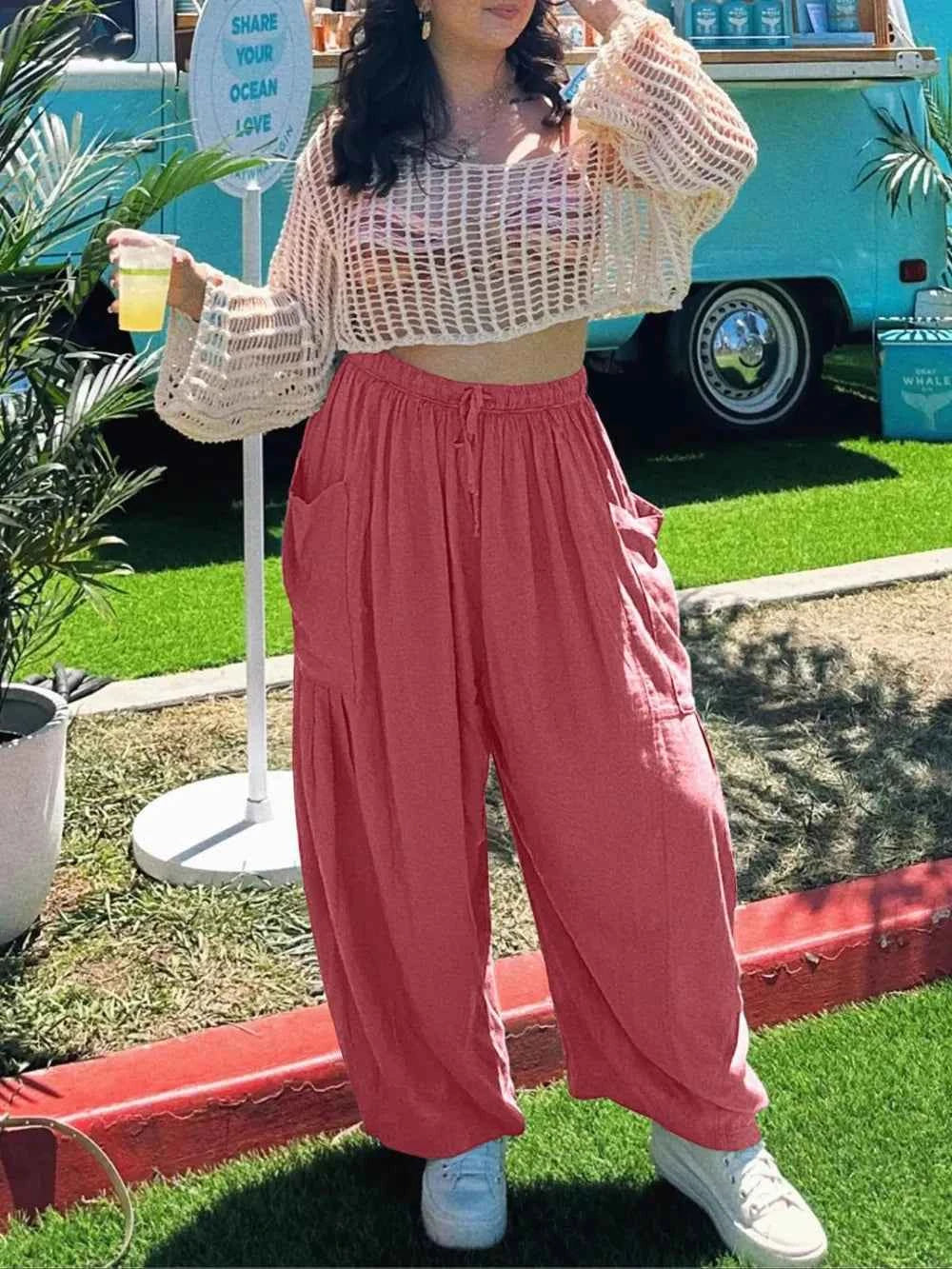 Full Size Wide Leg Pants with Pockets Plus Size