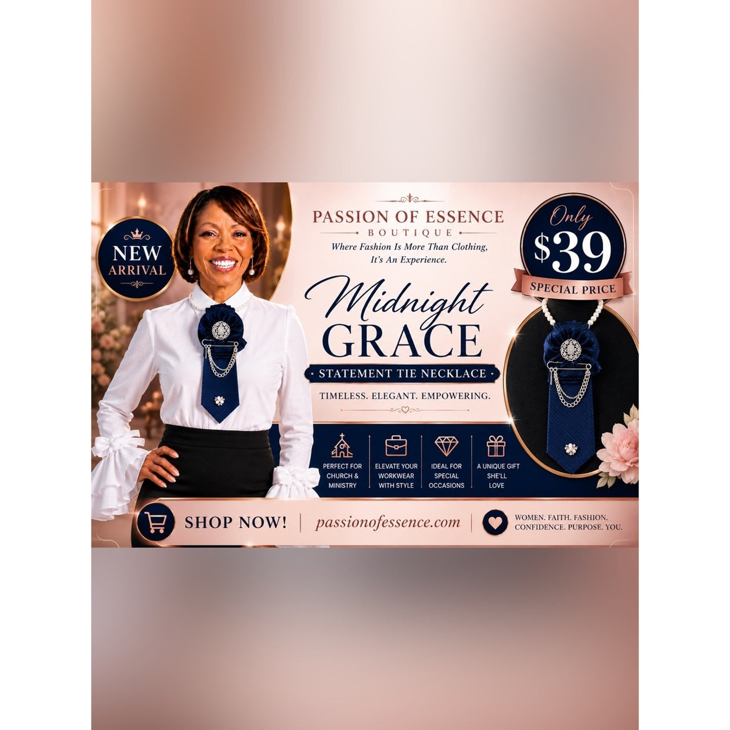Midnight Grace Statement Tie Necklace