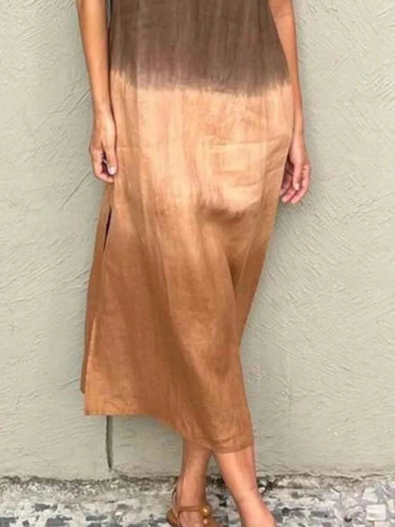 Full Size Sleeveless Gradient Tank Midi Dress Plus Size