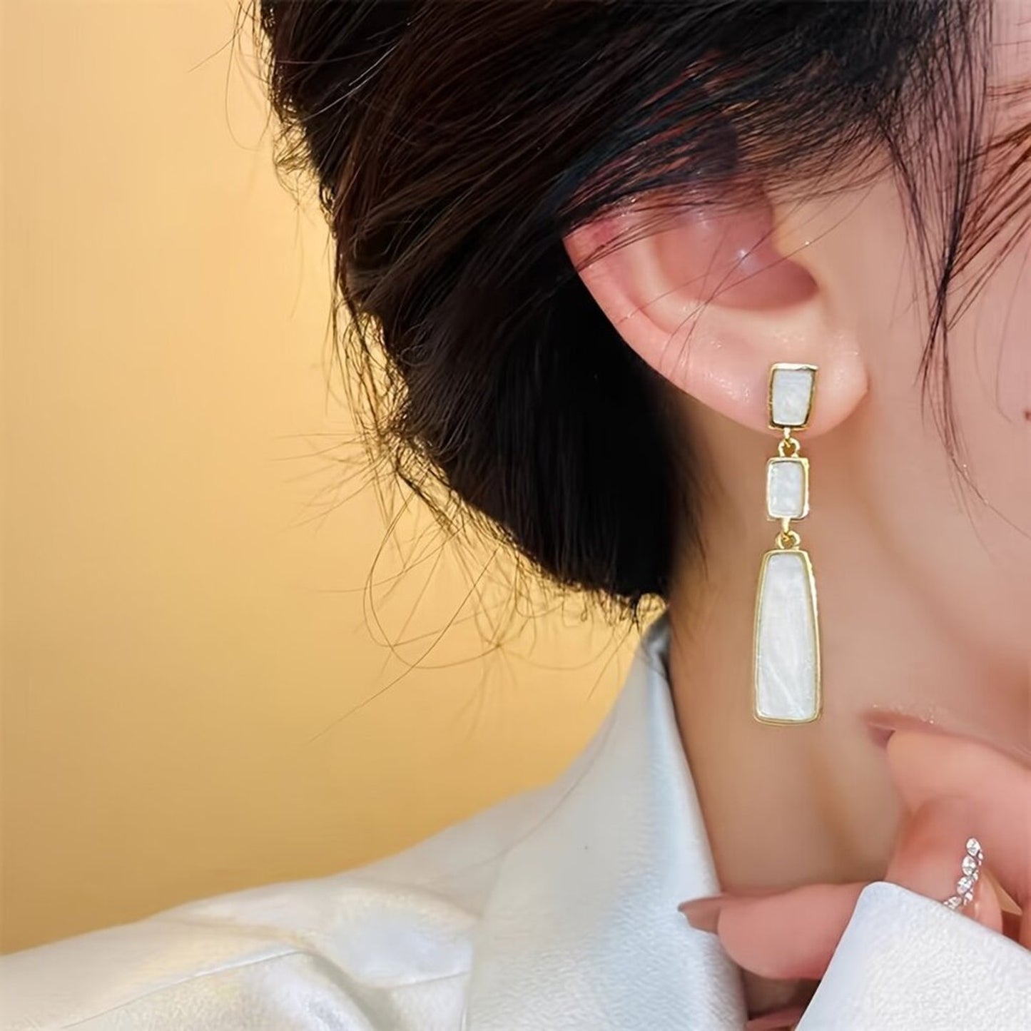Burgundy Geometric Shape Dangle Earrings Elegant Simple Style Zinc Alloy Jewelry
