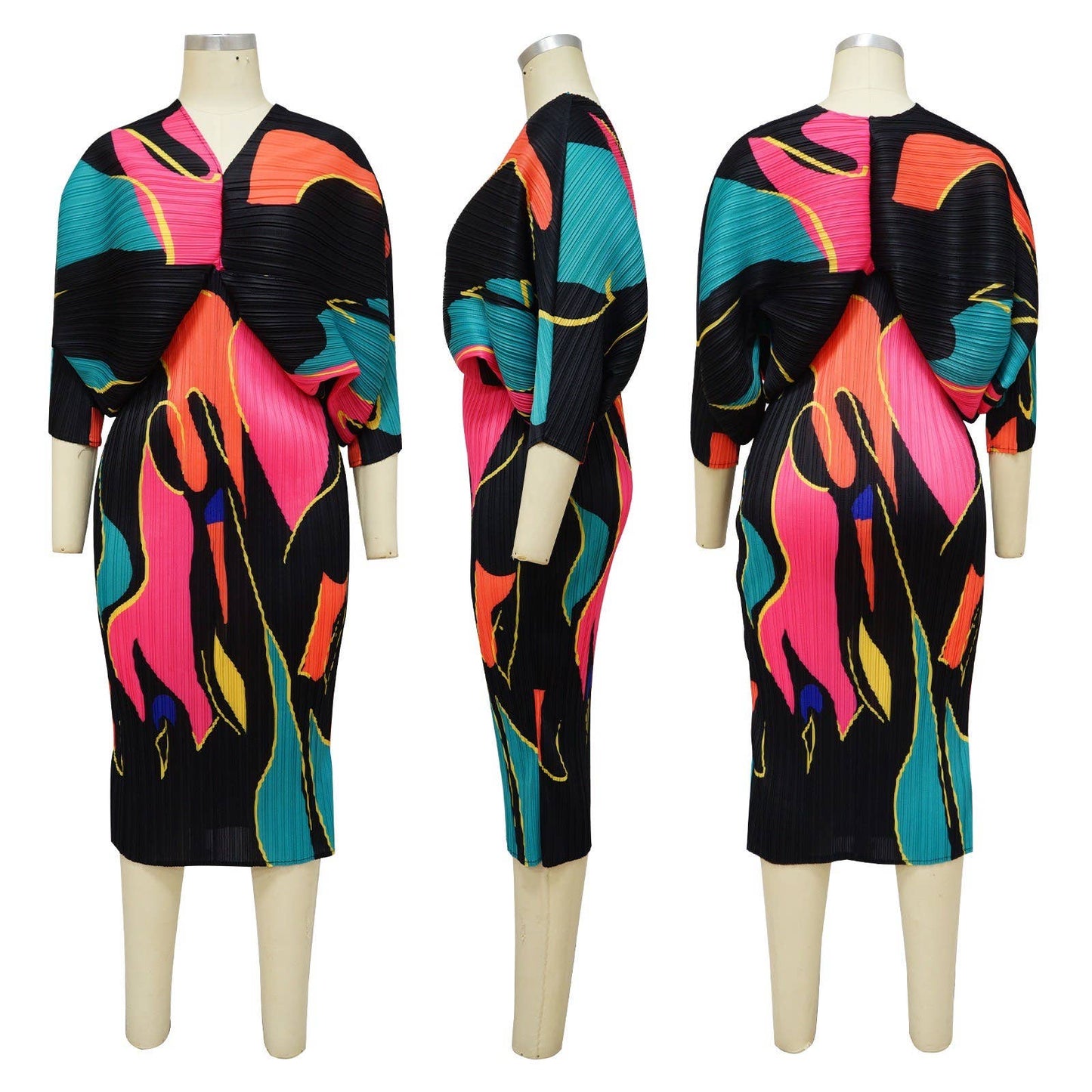 Free Size Multi-Color Midi Dress
