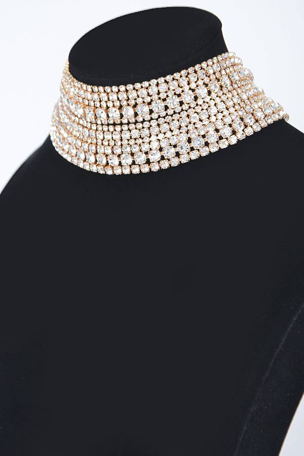 Multi Rhinestone Layered Choker