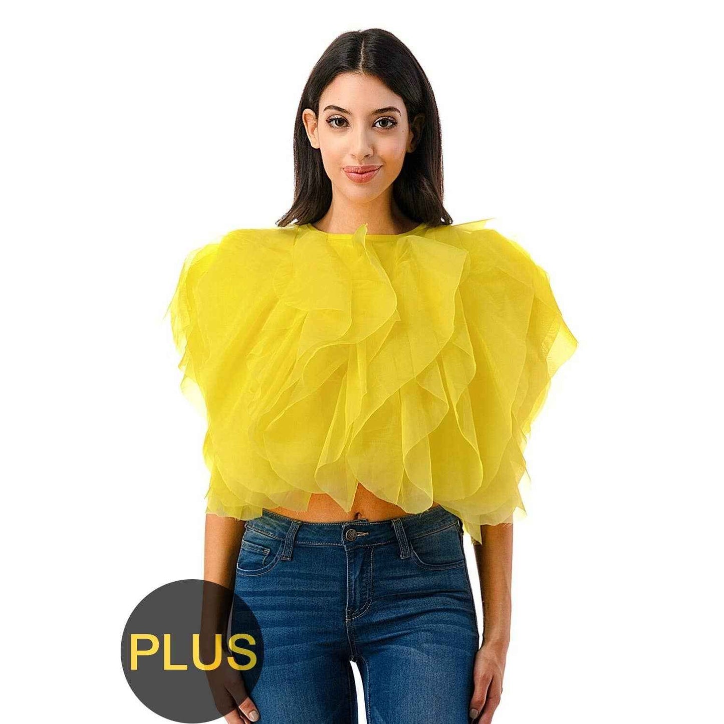 Plus Size Ruffle Crop Top Blouse
