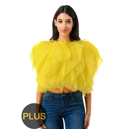 Plus Size Ruffle Crop Top Blouse