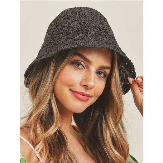 HANDMADE CROCHET FOLDABLE STRAW BUCKET HAT