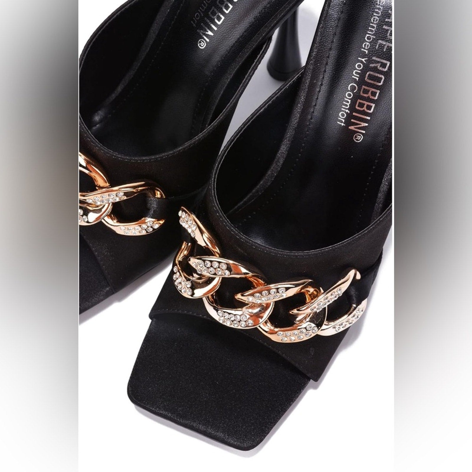 Cape Robbin Disteny Heels - Detail View of Silver Chain Embellishment