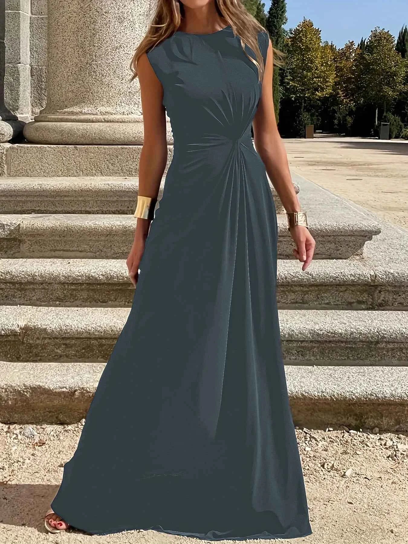 Round Neck Sleeveless Maxi Dress