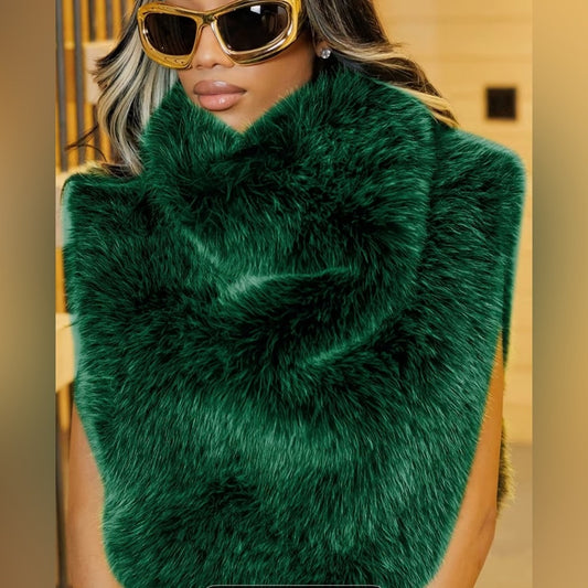 Luxurious Green Faux Fur Scarf