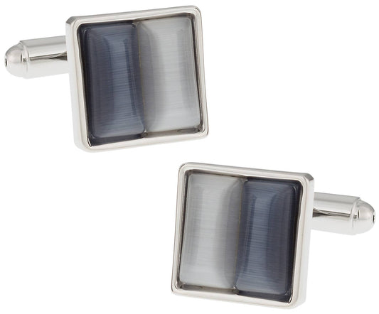 Gray & Silver Fiber Optic Cufflinks