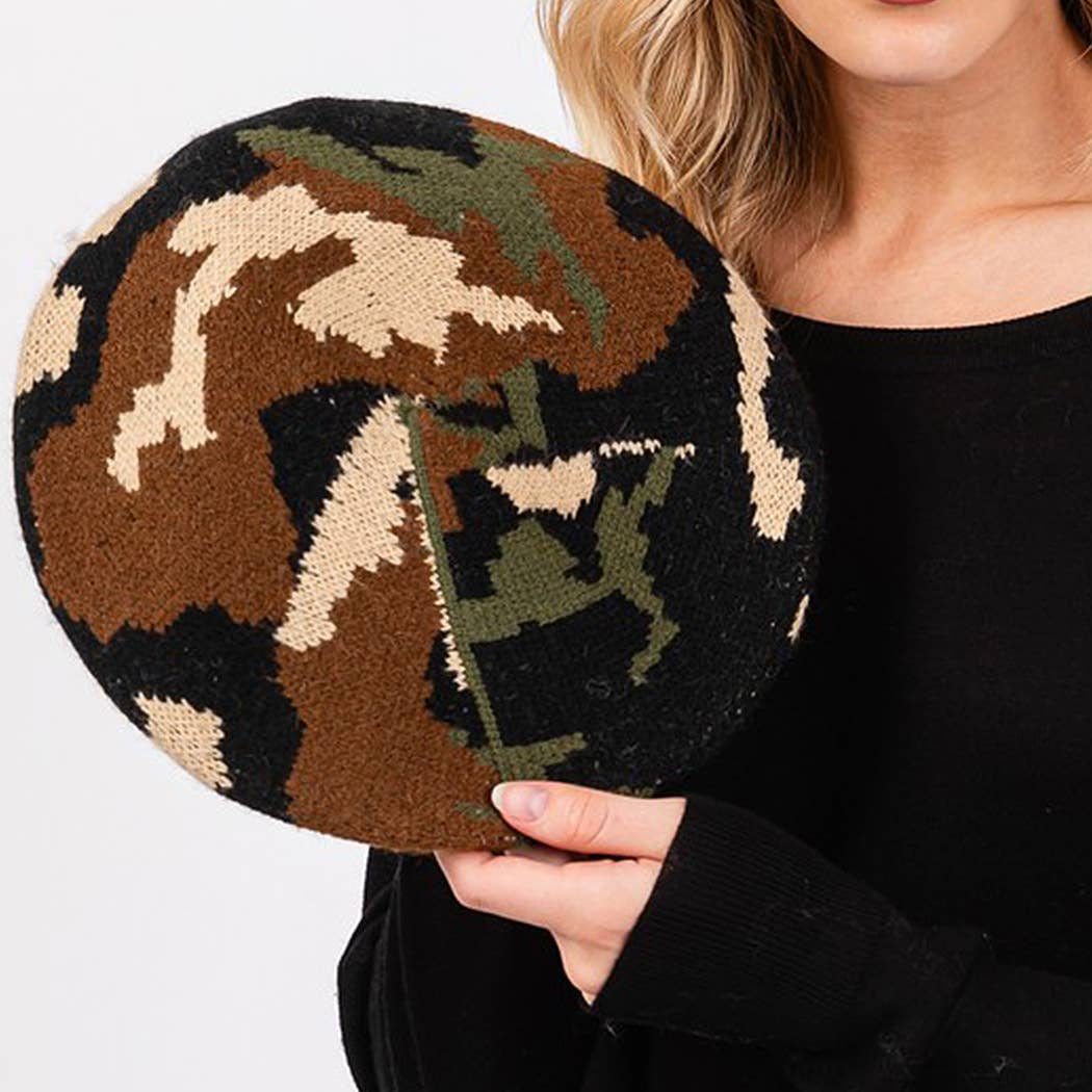 Camo Knit Beret