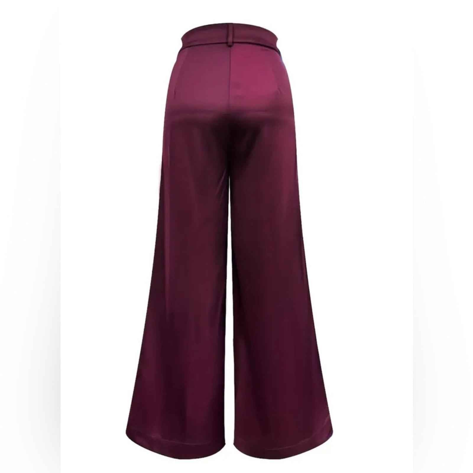 Women’s Elegant Loose Fit Pleated Zipper Fly Polyester Trousers culottes