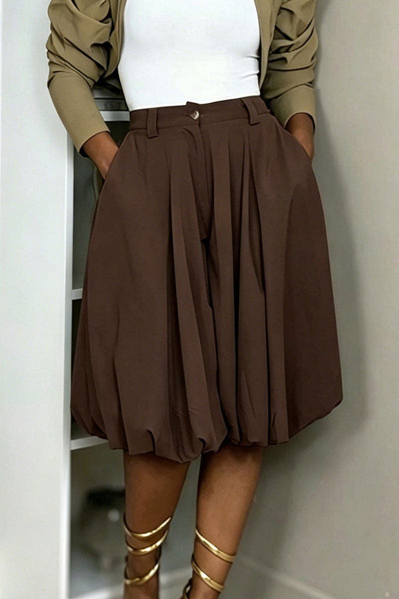Pleated High-Waist Casual Pants