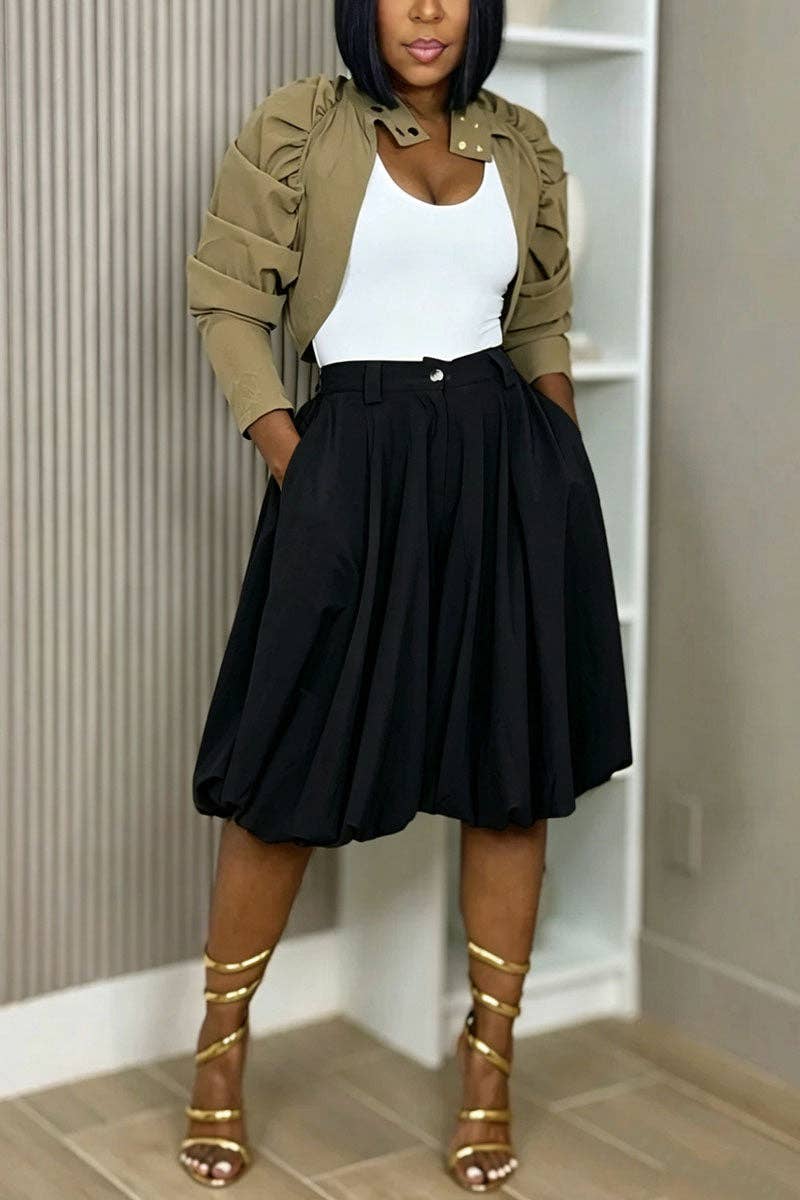 Pleated High-Waist Casual Pants