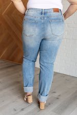 Load image into Gallery viewer, Aiden High Rise Patch Pocket Distressed Boyfriend Jeans
